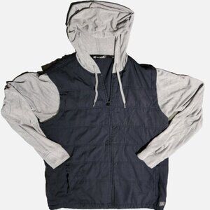 Travis Mathew Scavenger Hooded Full Zip Golf Jacket Black/Heather Gray NWT XL